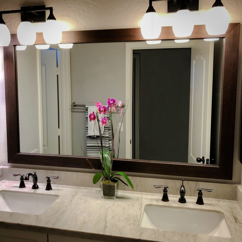 Mirror Frame Modern Linear Texture Dark Mitered Corner