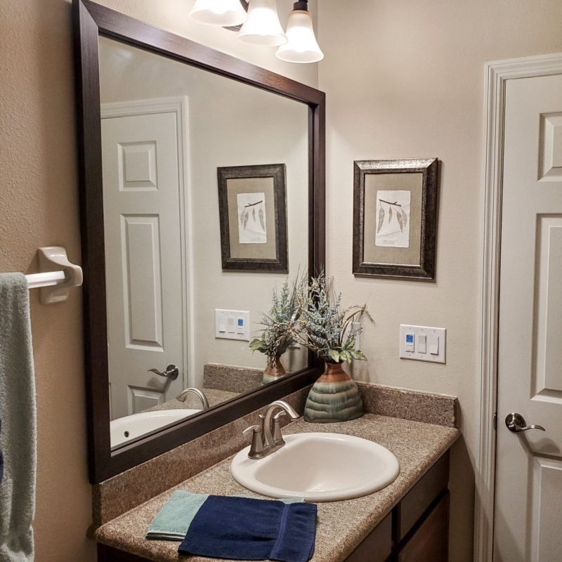 Mirror Frame Textured Wood Vanity Decor Dark Matte Finish