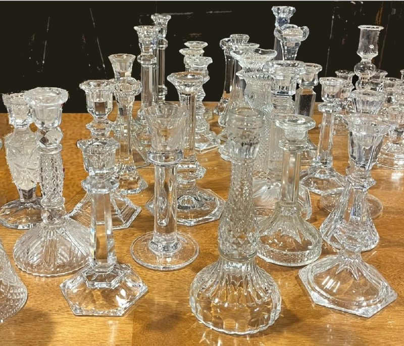 Mismatched Tall Glass Candlestick Holders  Delicate Dishes LLC