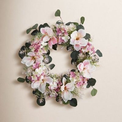 Mixed Greenery Wreath with Dense Silhouette for Farmhouse Front Door Decor