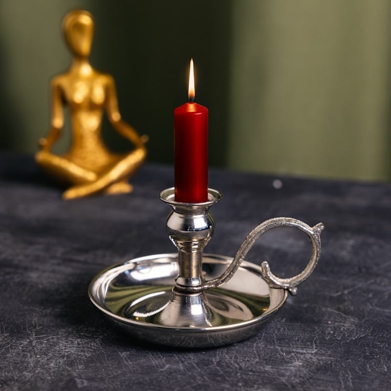 Mixed Metal Candlestick Holder Copper Silver Chamberstick Vintage