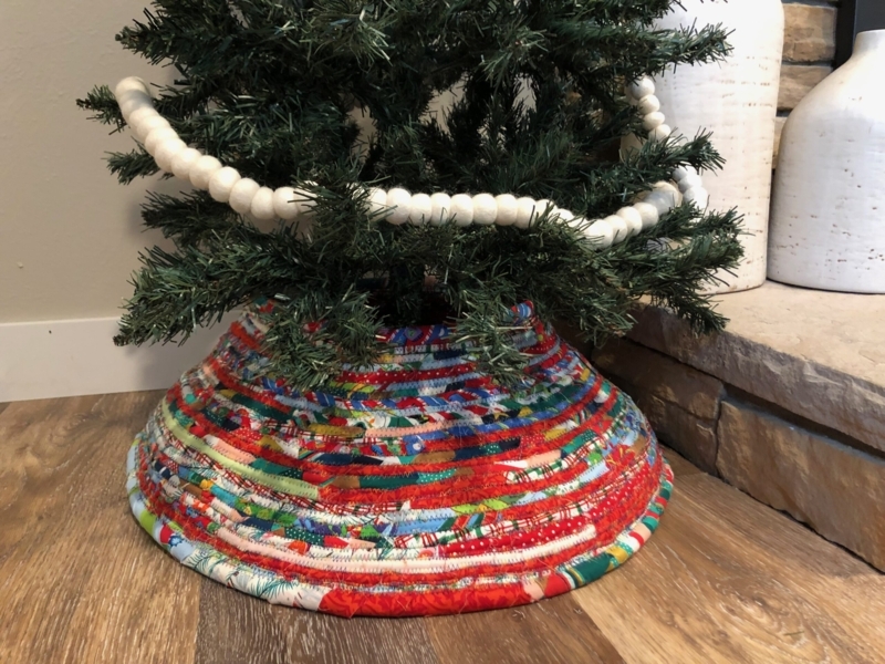 Modern Cord Wrapped Tree Collar Ribbed Texture Tapered Farmhouse
