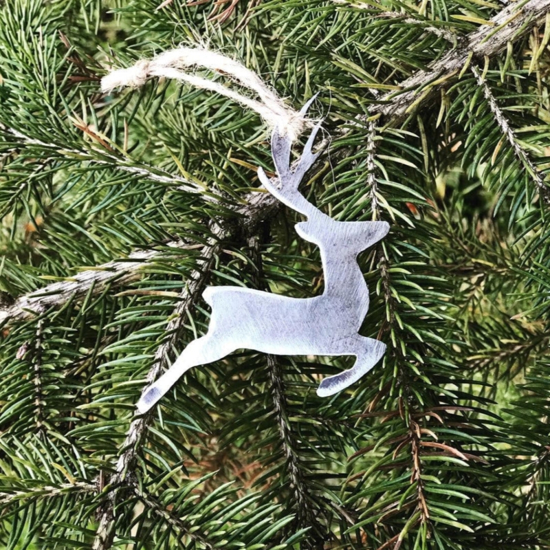 Modern Farmhouse Christmas Figurine Matte Black Reindeer Silhouette