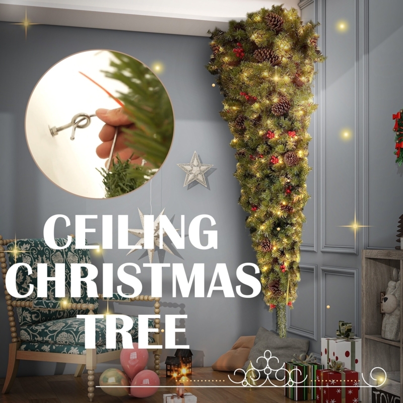 Modern Inverted Artificial Tree Pre-Lit Ceiling Mount Bracket (75 chars)
