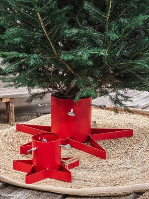 Modern Red Star Christmas Tree Stand with Matte Finish