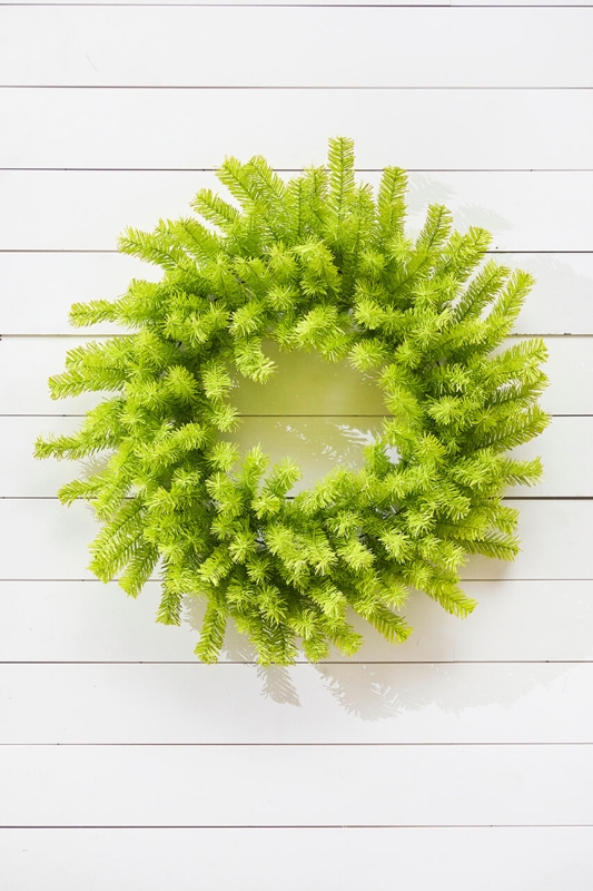 Modern Wreath with Vibrant Lime Green Color and Spiky Foliage Texture