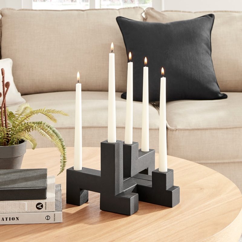 Modular Candle Holder Set Interlocking Geometric Frame Metal