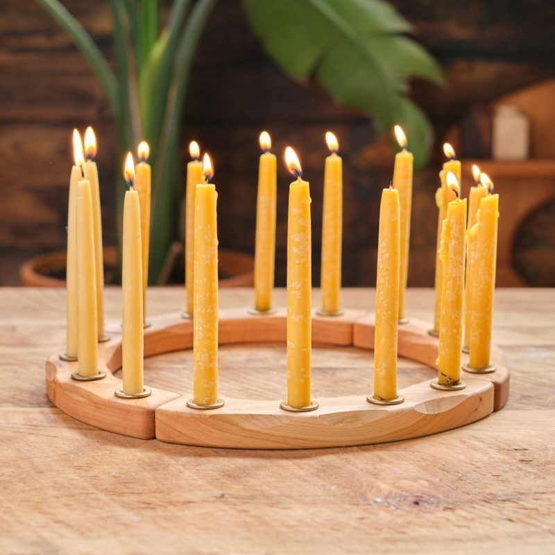 Modular Wooden Birthday Ring Cherry Wood 16 Slot Waldorf Decor