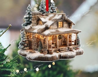 Mountain Lodge Bauble Christmas Ornament  Rustic Holiday Decor for Cabin &  Winter Wonderland Themes - Etsy