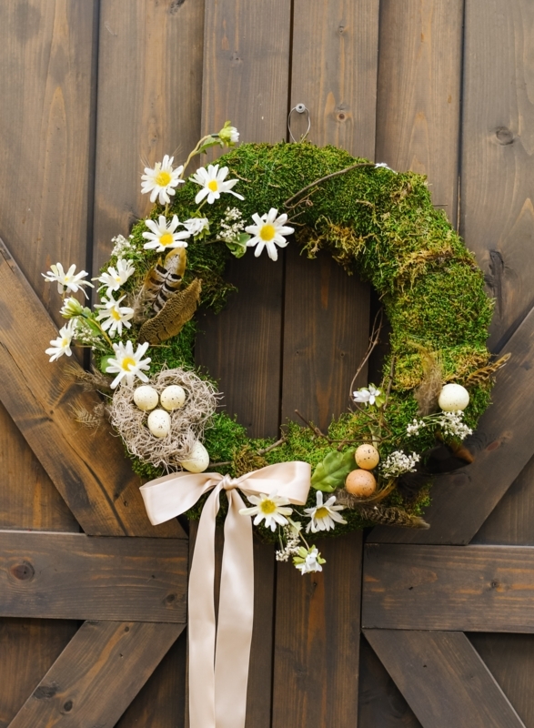 Natural Evergreen Wreath with Dried Citrus Slices and Velvet Bow