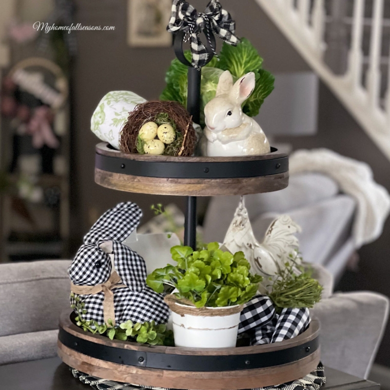 Natural Three Tiered Wooden Tray for Spring Kitchen Counter Styling