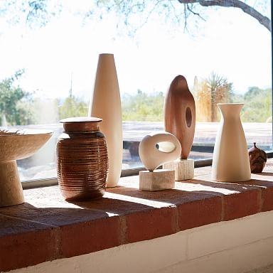 Natural Wood Decorative Sculpture Set Organic Silhouette