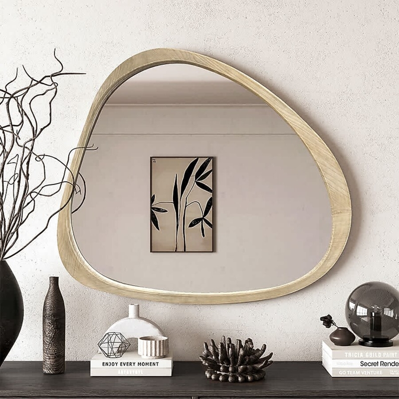 Natural Wood Wall Mirror Asymmetrical Organic Shape Large