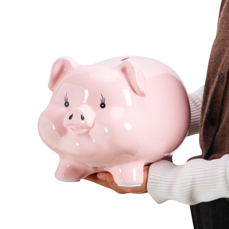 Navy Blue Decorative Money Bank Glossy Ceramic Sculptural