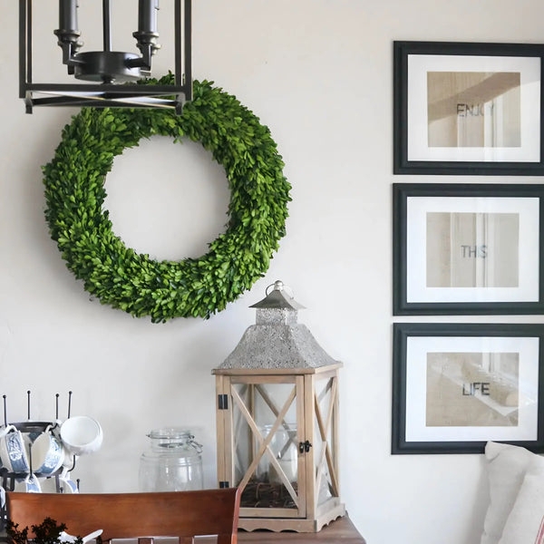 Navy Blue Door Wreath with White Berry Accents and Foliage
