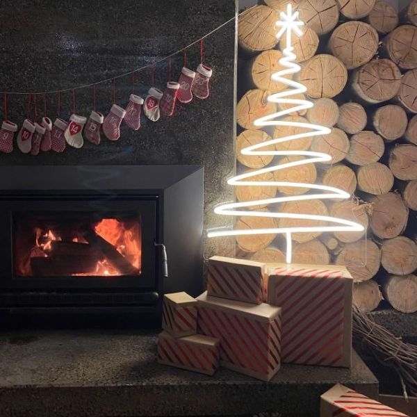 Neon Sign LED Christmas Tree Shape Bright White Glow Minimalist