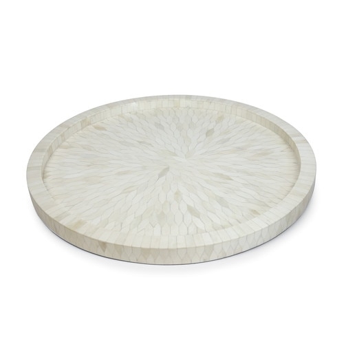 Nesting Tray Set Rectangular Geometric Mosaic Pattern Coastal