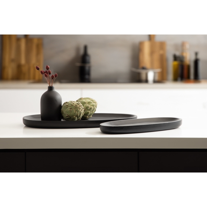 Nesting Trays with Oval Silhouette and Matte Black Finish