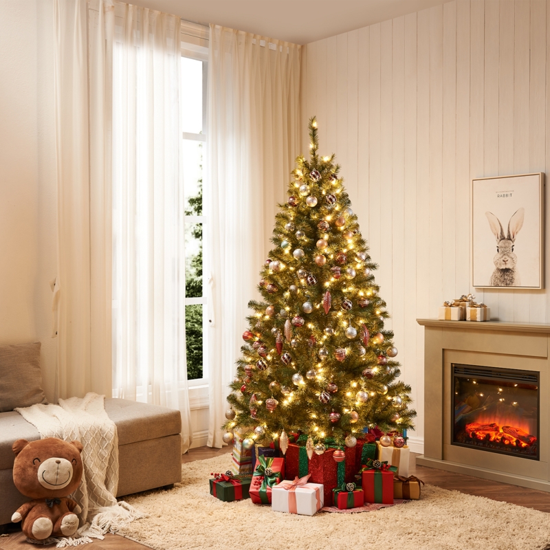 New One 6.5ft Christmas Tree,Pre-lit Artificial Christmas Tree with 25   newonetree