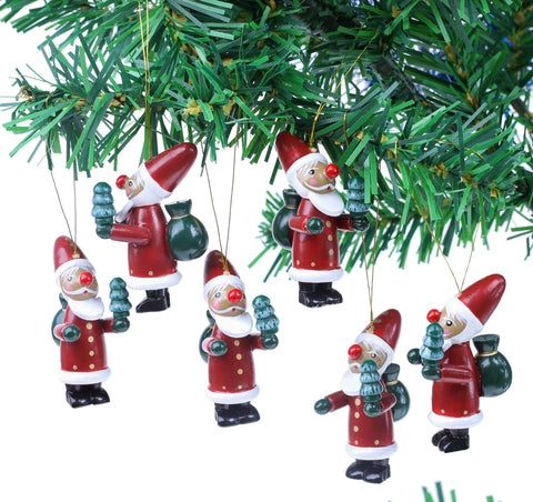 Nordic Fabric Santa Ornaments Handcrafted Felt and Fur Set