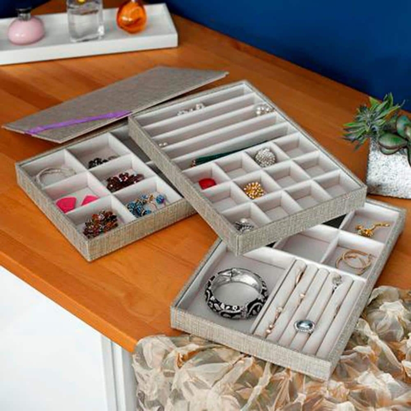 Organized Vanity Tray Set of 3 Pebble Grain Leather Like
