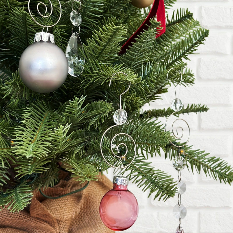 Ornament Hook: Stainless Steel S-Shape with Faceted Bead Accents