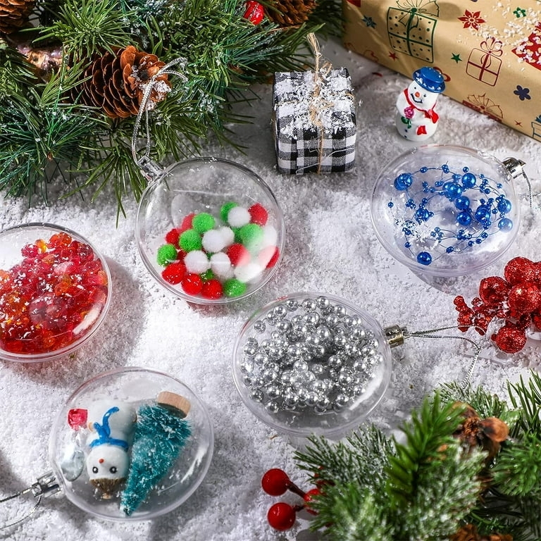 Ornament Set of Fillable Flat Disc Shapes made of Clear Plastic