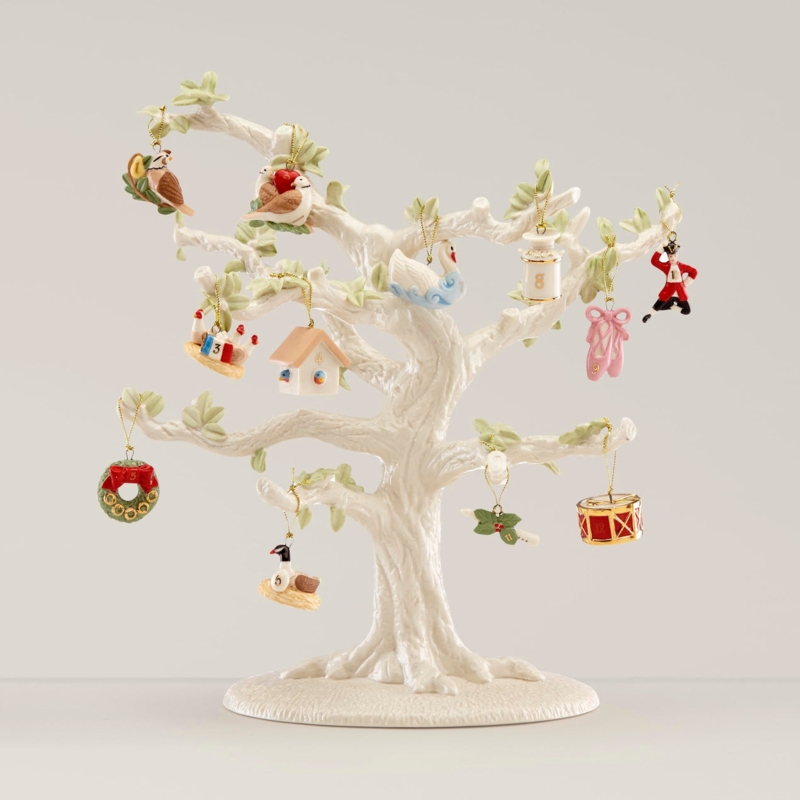 Ornament Set: Twelve-Piece Collection, Porcelain-Like, Miniature Figurines