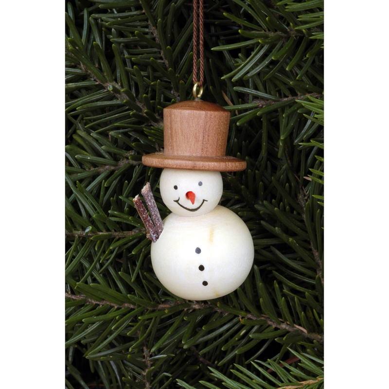 Ornament Snowman Natural Wood Miniature Handcrafted Rustic