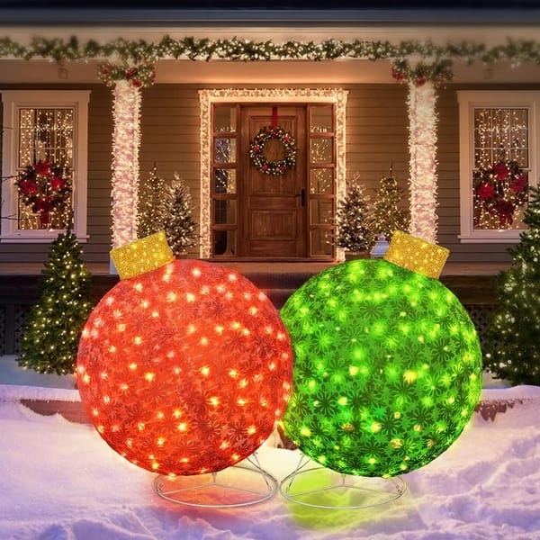 Outdoor Christmas Ornament with Glowing Perforated Metallic Finish