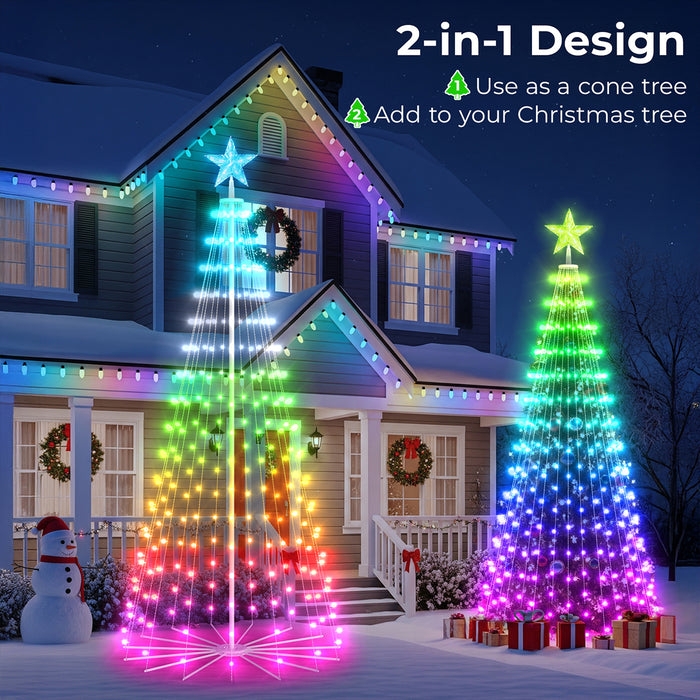 Outdoor Christmas Tree 9 Ft Cone Multicolor LED Star Topper