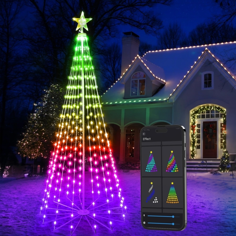 Outdoor Christmas Tree RGB LED Cone with Star Topper