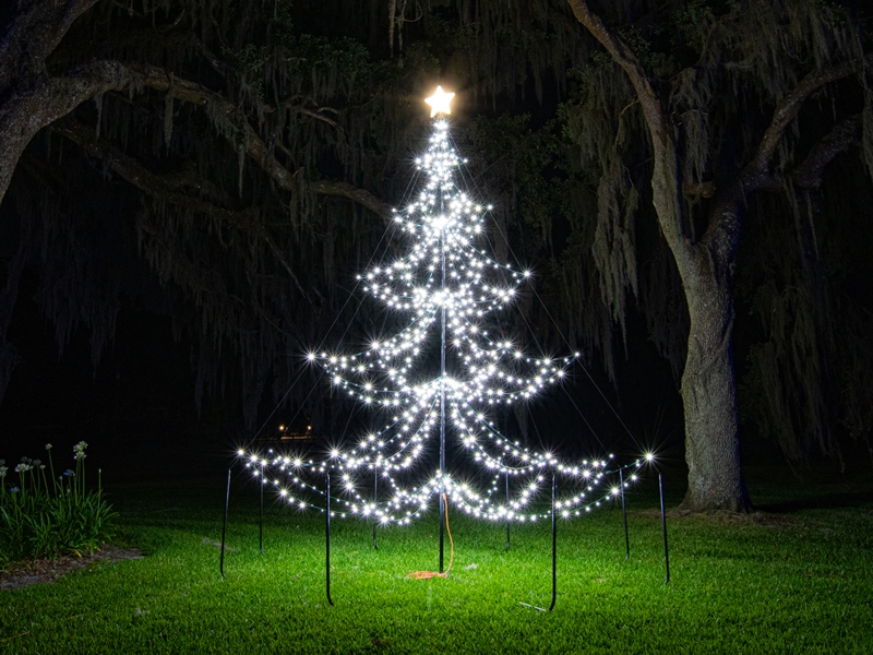 Outdoor Lighted Tree Conical Silhouette Tall Stature String Light Modern