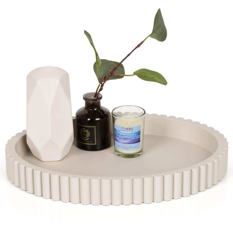 Oval Decorative Tray Matte Gray Concrete Texture Modern Minimalist