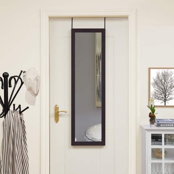 Over The Door Mirror Rectangular Full Length Thin White Frame