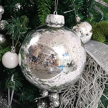Oversized Christmas Ornament, Six Inch Mercury Glass Look