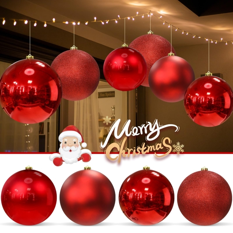 Oversized Christmas Ornaments Glitter and Glossy Pair