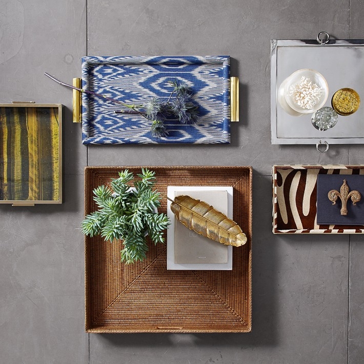 Oversized Espresso Woven Decorative Tray for Coastal Ottoman