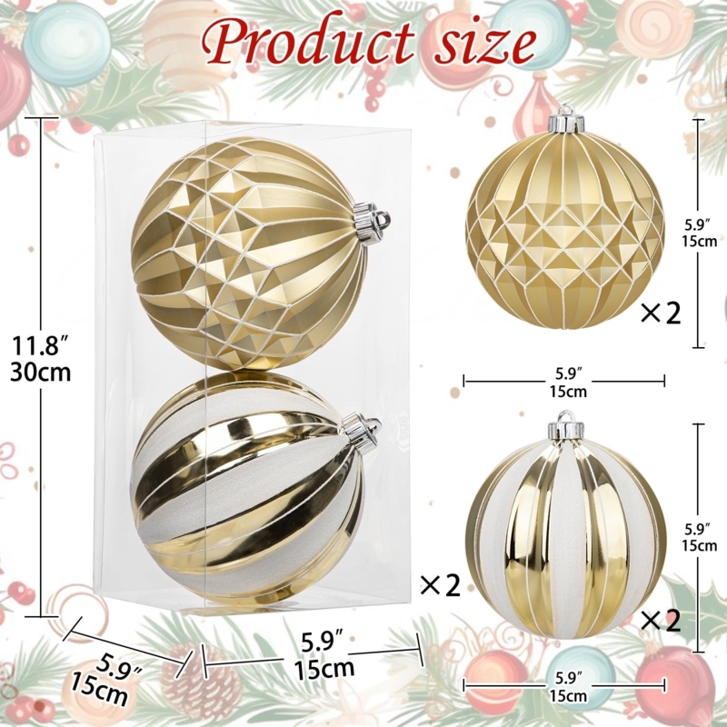 Oversized Gold Ornaments featuring Contrasting Polished and Matte Finishes
