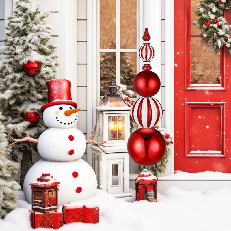 Oversized Outdoor Christmas Decorations Stacked Ball Yard Stakes