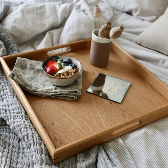 Oversized Rectangular Wood Serving Tray for Coffee Table
