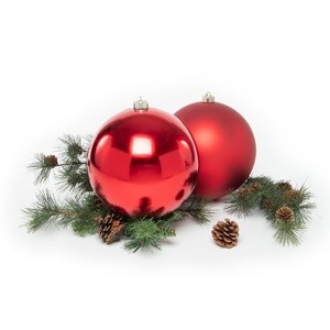 Oversized Red Ornaments 2 Pack, Glossy and Matte Shatterproof Balls