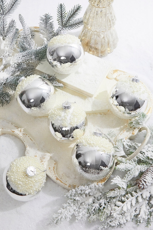Pearlescent Christmas Ornaments, Oversized Luminous Finish