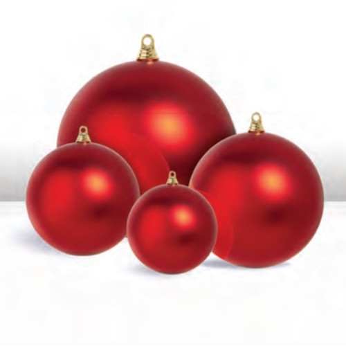 Pearlescent Holiday Ball Decor, Deep Red with Gold Caps
