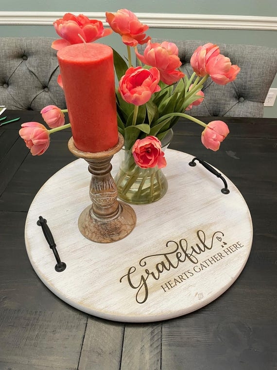 Personalized Engraving Serving Tray for Wood Ottoman Tray.