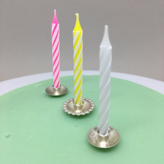 Personalized Silver Cake Topper Custom Script Name Candle Holder