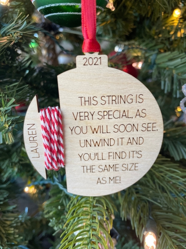 Personalized Wooden Ornament Laser Engraved Height Keystake Rustic