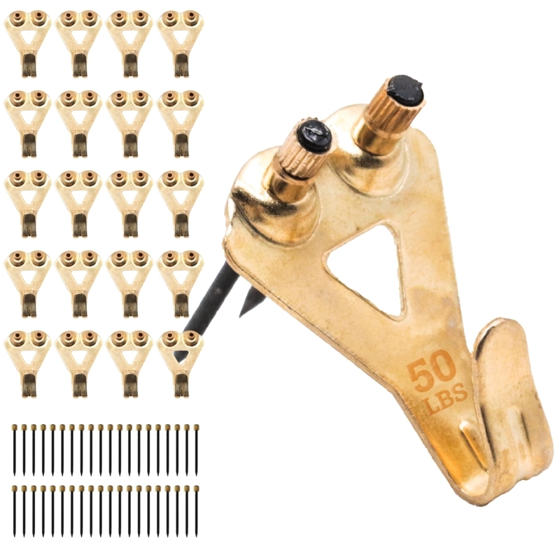 Picture Hanging Hardware Kit: assorted gold-toned hooks and nails