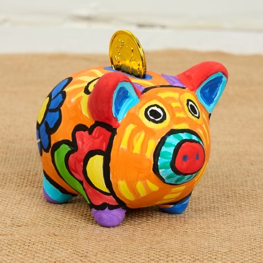 Piggy Bank Paintable Surface Classic Pig Shape Matte White DIY Craft