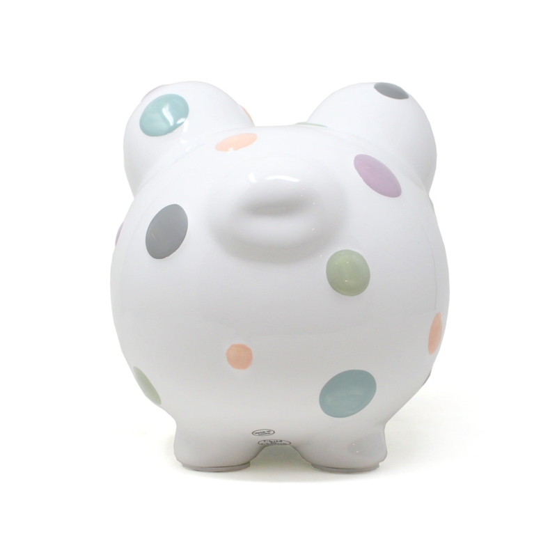 Piggy Bank Pastel Dot Pattern White Base Polka Dot Whimsical Decor